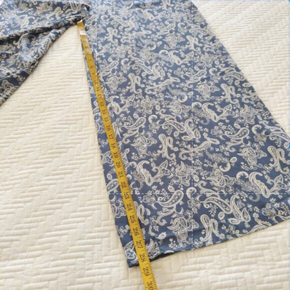 NWT Mittoshop Wide Leg Pants Elastic Waist Paisley Blue and Cream Size Large - Picture 7 of 7
